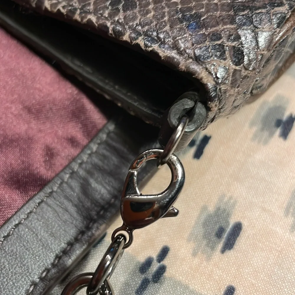 Coach Kristen python gunmetal petite crossbody / clutch bag - Picture 7 of 16